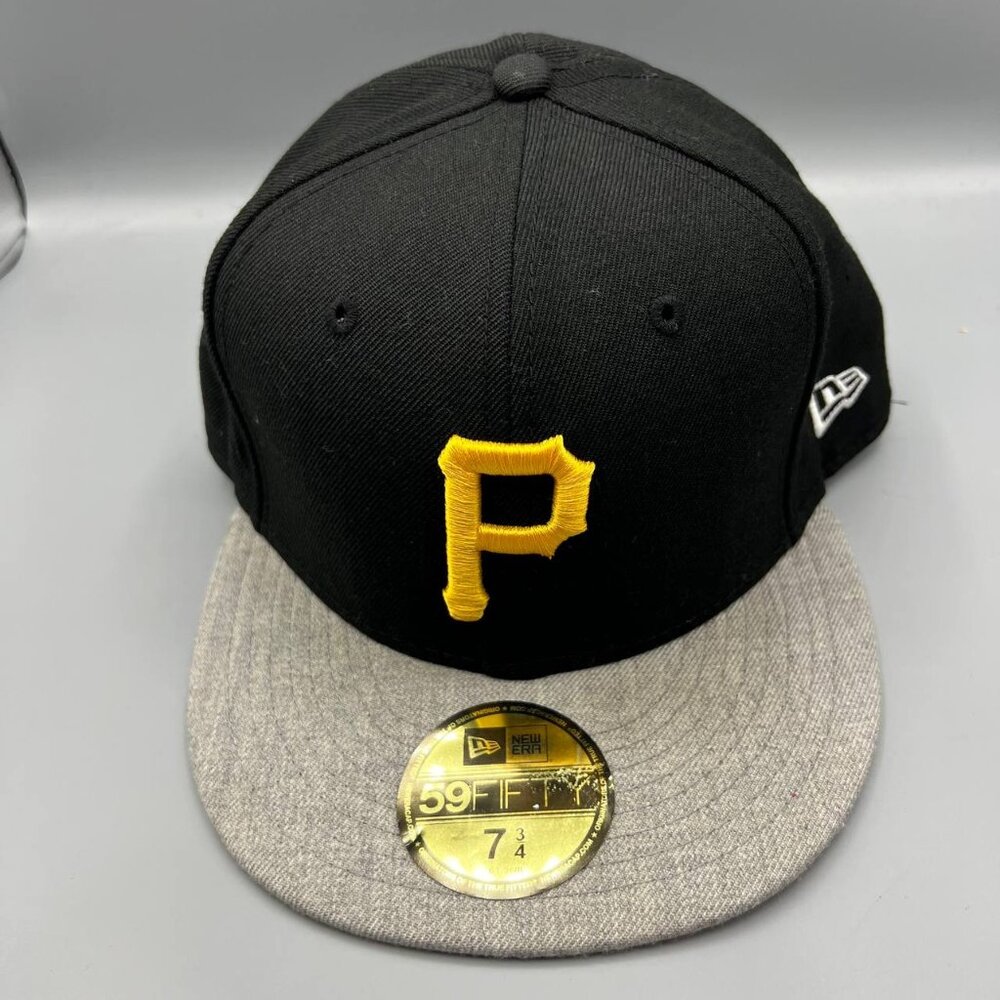 Pittsburgh Pirates Hat Men 7 3/4 Black Gray Red 59Fifty New Era Fitted Cap